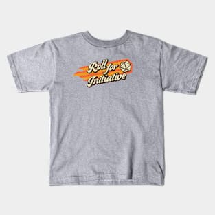 Roll for Initiative Fantasy 80s Retro Flame Dice Kids T-Shirt